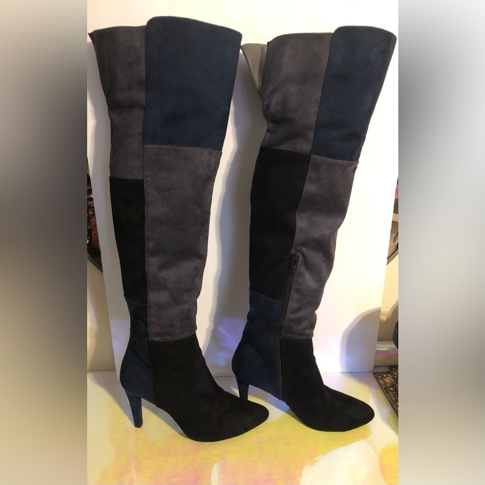 Rialto Women's Over the Knee Boots - Black and Blue - Picture 3 of 15